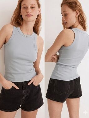 Madewell Ribbed Tank Top — Pale Blue
